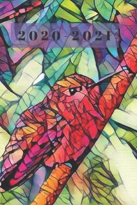 Cover of Stained Glass look Red & Pink Hummingbird lover Gift 25 Month Weekly Planner Dated Calendar for Women & Men