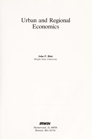 Cover of Urban and Regional Economics