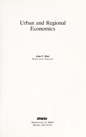 Book cover for Urban and Regional Economics