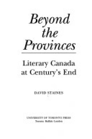 Cover of Beyond the Provinces