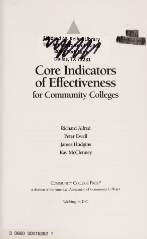 Book cover for Core Indicators of Effectiveness for Community Colleges