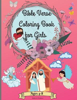 Book cover for Bible verse coloring book for girls ages 4-8