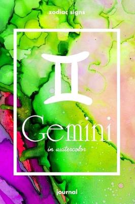 Book cover for Zodiac signs GEMINI in watercolor Journal