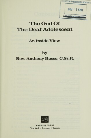 Cover of The God of the Deaf Adolescent