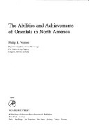 Cover of Abilities and Achievements of Orientals in North America