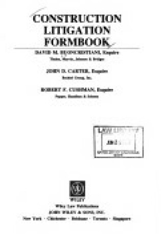 Cover of Construction Litigation Formbook