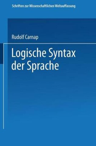 Cover of Logische Syntax Der Sprache