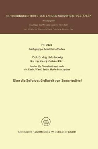 Cover of UEber Die Sulfatbestandigkeit Von Zementmoertel