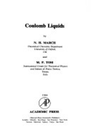 Cover of Coulomb Liquids