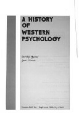 Cover of History of Western Psychology