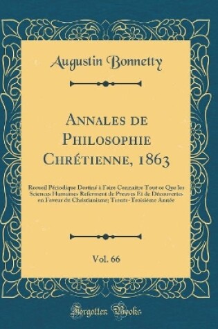 Cover of Annales de Philosophie Chretienne, 1863, Vol. 66