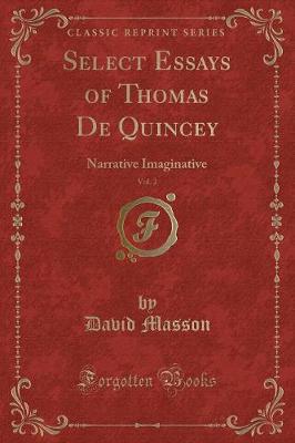 Book cover for Select Essays of Thomas de Quincey, Vol. 2