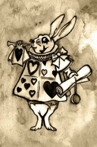 Cover of Alice in Wonderland Watercolour Journal - White Rabbit With Trumpet (Sepia)