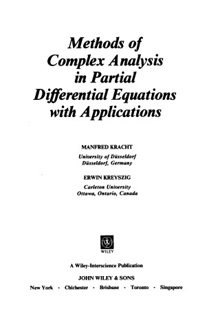 Cover of Methods of Complex Analysis in Partial Differential Equations with Applications