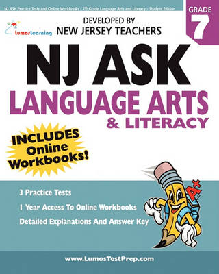 Book cover for NJ Ask Practice Tests and Online Workbooks - 7th Grade Language Arts and Literacy - Student Edition