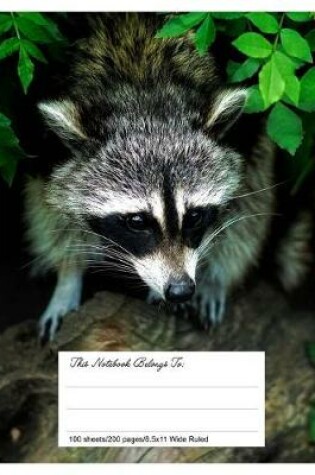 Cover of Composition Notebook for School, 8.5.X 11, Wide Ruled, Cute Racoon