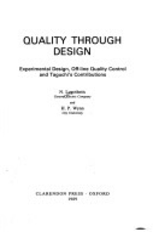 Cover of Quality Through Design