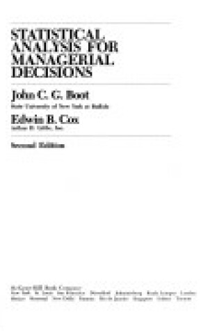 Cover of Statistical Analysis for Managerial Decisions