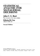 Book cover for Statistical Analysis for Managerial Decisions