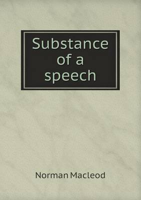 Book cover for Substance of a speech