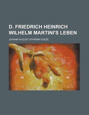 Book cover for D. Friedrich Heinrich Wilhelm Martini's Leben