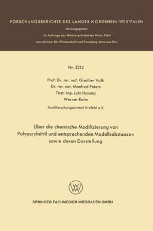 Cover of Über die chemische Modifizierung von Polyacrylnitril und entsprechenden Modellsubstanzen sowie deren Darstellung