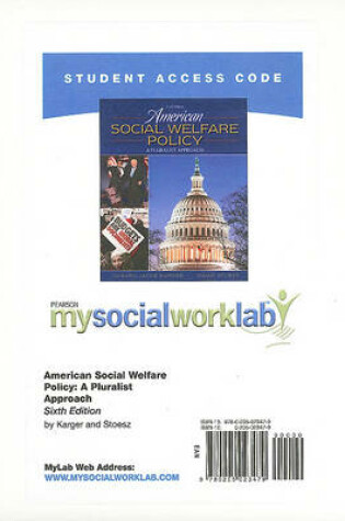 Cover of MyLab Social Work -- Standalone Access Card -- for American Social Welfare Policy