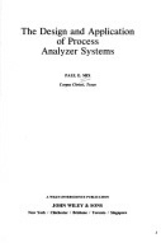 Cover of Design and Application of Process Analyser Systems