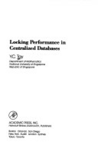 Cover of Locking Performance in Centralized Data Bases
