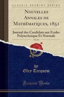 Book cover for Nouvelles Annales de Mathematiques, 1851, Vol. 10