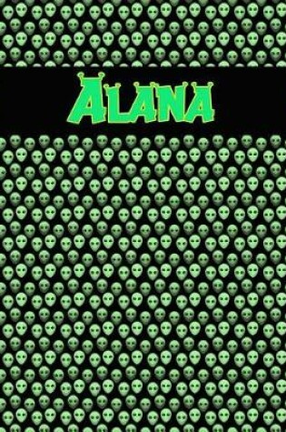 Cover of 120 Page Handwriting Practice Book with Green Alien Cover Alana