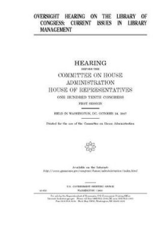 Cover of Oversight hearing on the Library of Congress