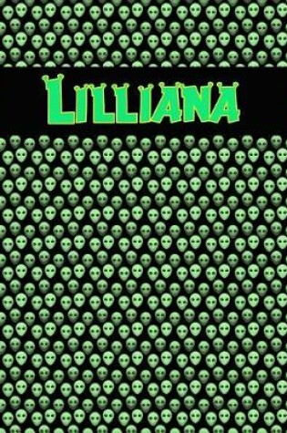 Cover of 120 Page Handwriting Practice Book with Green Alien Cover Lilliana