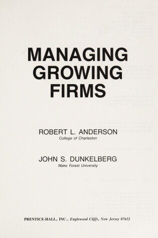 Cover of Managing Growing Firms