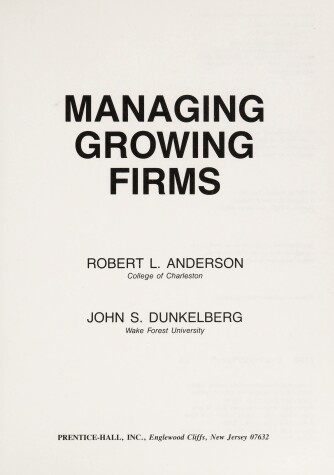Book cover for Managing Growing Firms