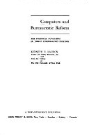 Cover of Computers and Bureaucratic Reform