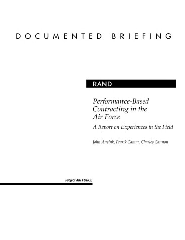 Book cover for Performance-Based Contracting in the Air Force