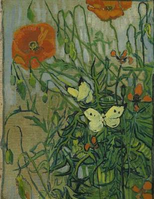 Book cover for Butterflies and Poppies, Vincent Van Gogh. Blank Journal