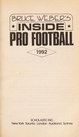 Book cover for Bruce Weber's Inside Pro Football 1992