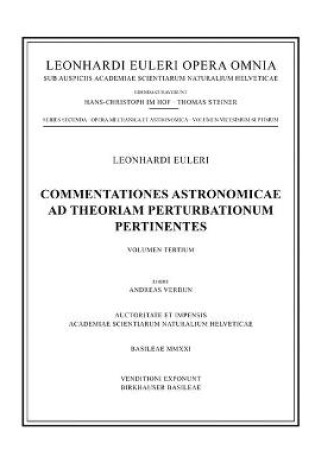 Cover of Commentationes astronomicae ad theoriam perturbationum pertinentes 3rd part