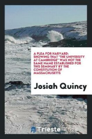 Cover of A Plea for Harvard