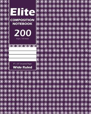 Book cover for Elite Composition Notebook, Wide Ruled 8 x 10 Inch, Large 100 Sheet, Purple Cover