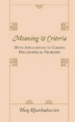 Book cover for Meaning and Criteria