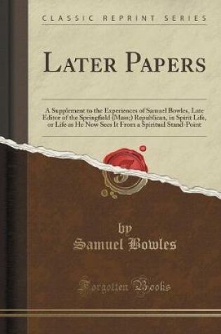 Cover of Later Papers