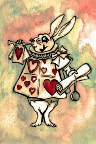 Cover of Alice in Wonderland Watercolour Journal - White Rabbit With Trumpet (Peaches)