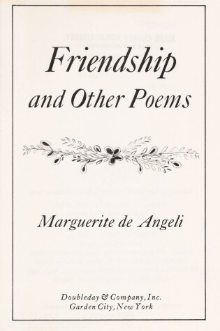 Cover of Friendship and Other Poems