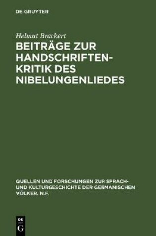 Cover of Beitrage Zur Handschriftenkritik Des Nibelungenliedes