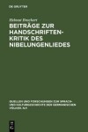 Book cover for Beitrage Zur Handschriftenkritik Des Nibelungenliedes