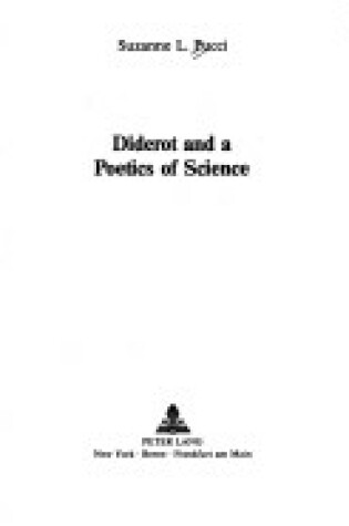 Cover of Diderot and a Poetics of Science