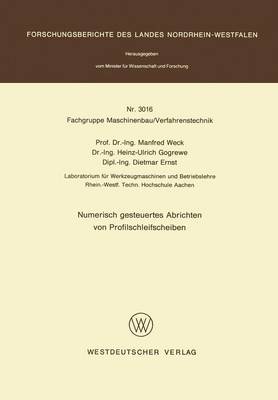 Book cover for Numerisch Gesteuertes Abrichten Von Profilschleifscheiben